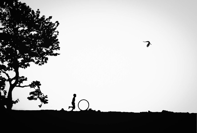 The boy with a wheel