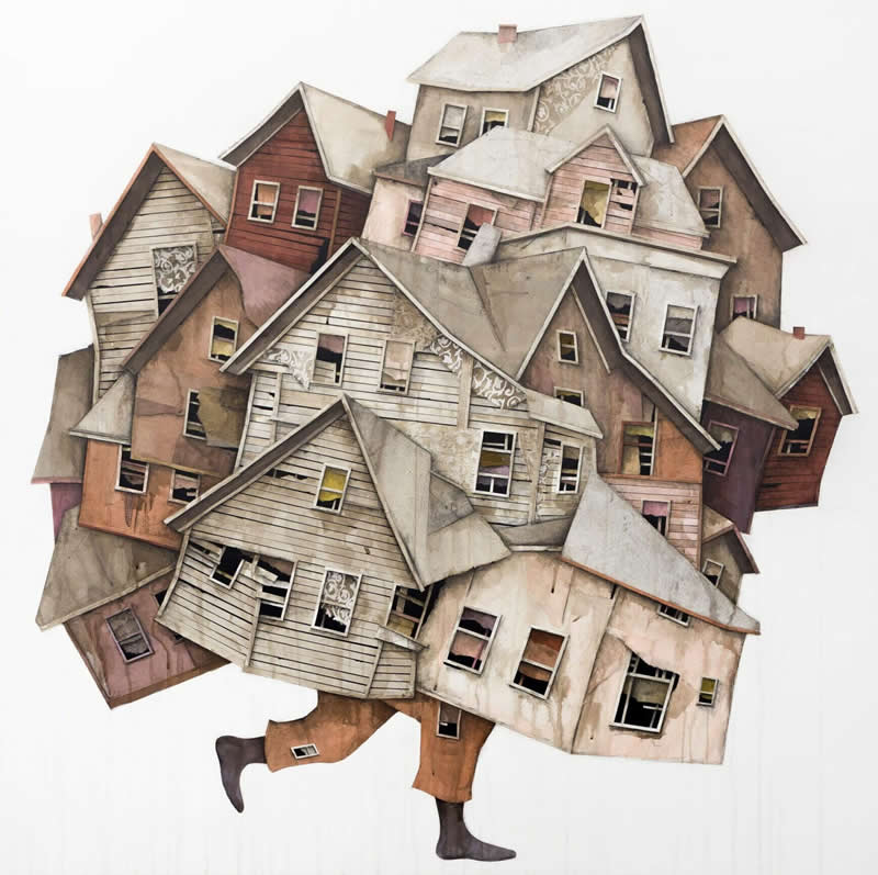 A Surreal Journey of Houses in Motion by American Artist Seth Clark